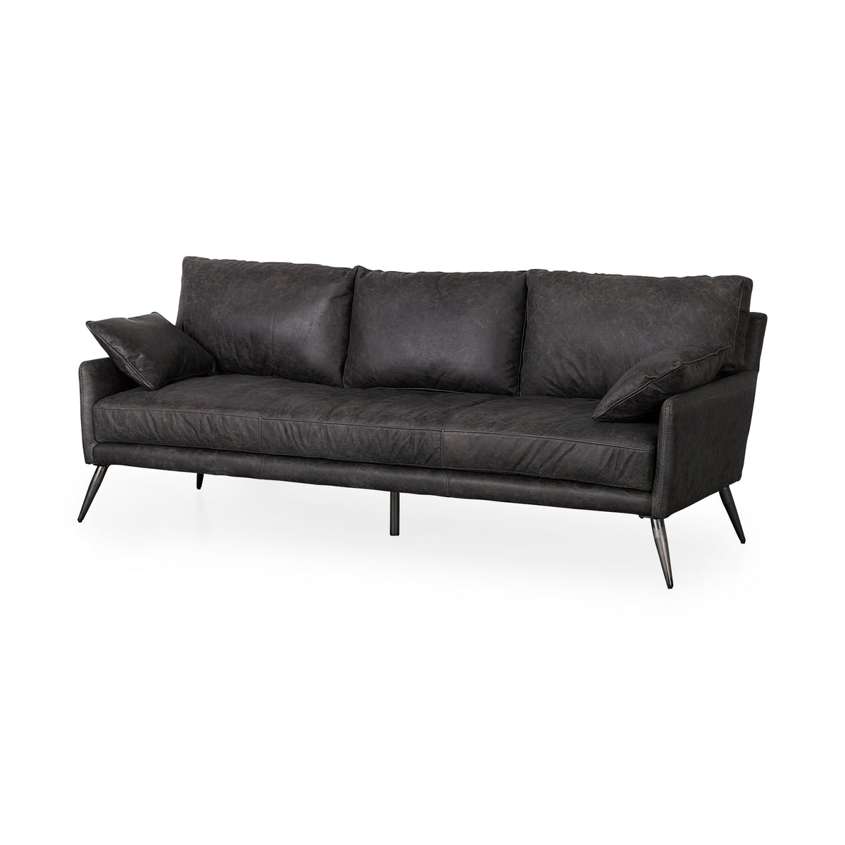 Cochrane Black Genuine Leather 3-Seater Sofa