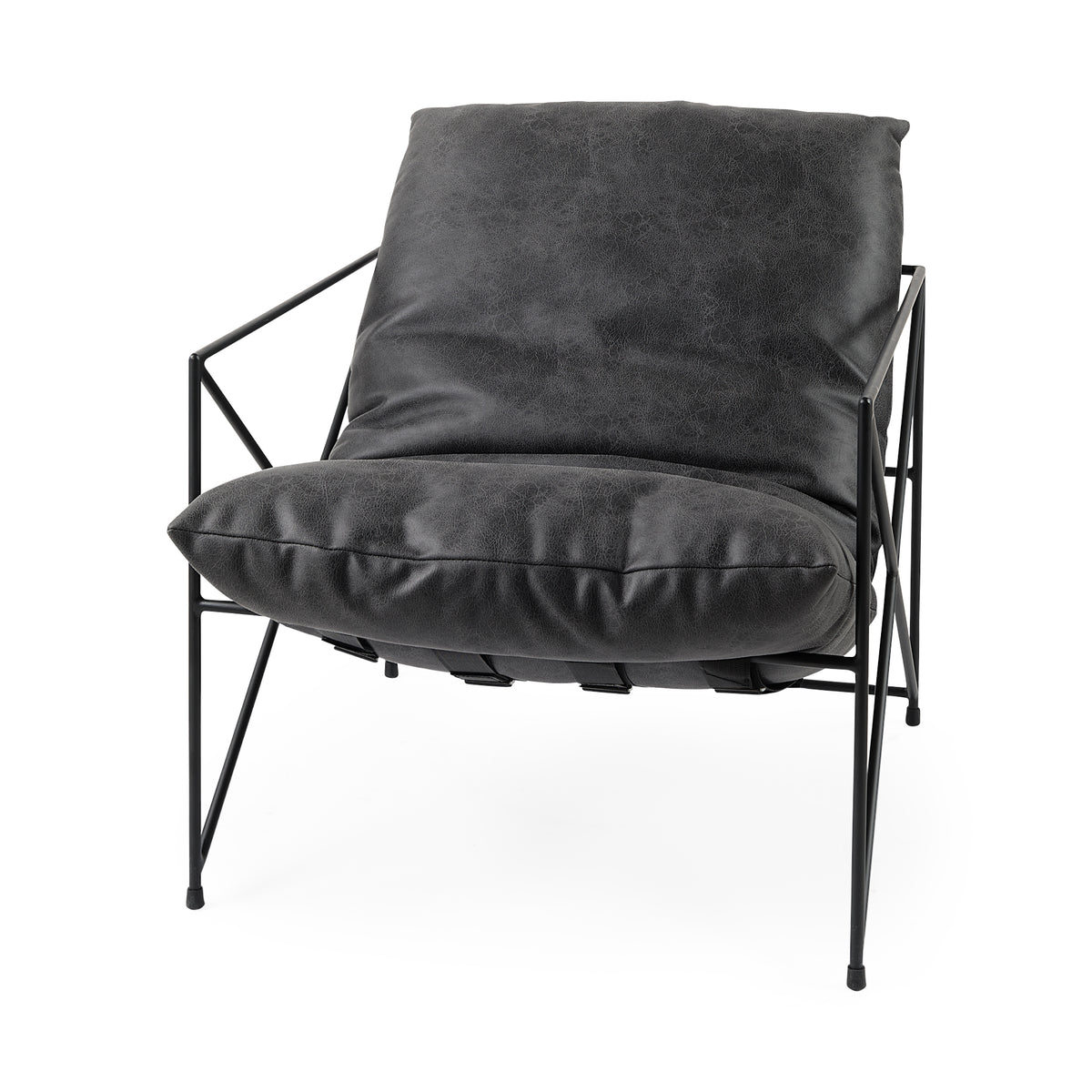 Leonidas Black Faux Leather Accent Chair