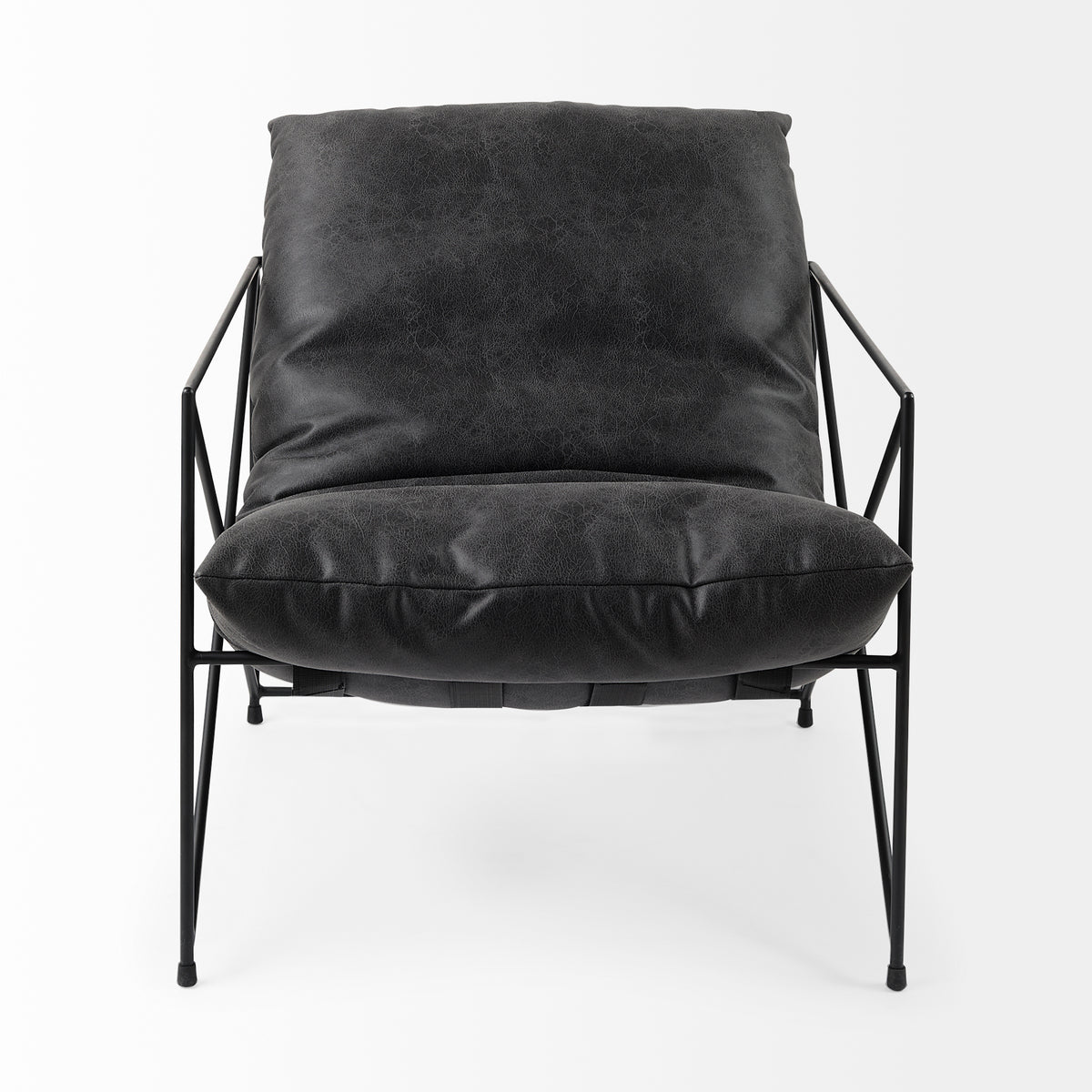 Leonidas Black Faux Leather Accent Chair