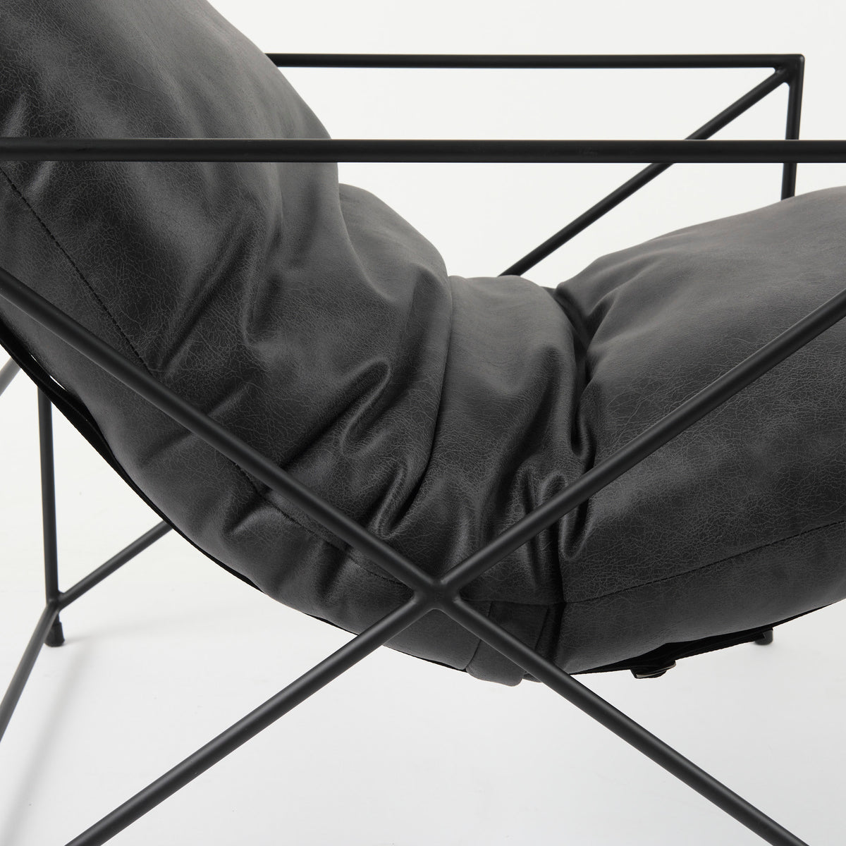 Leonidas Black Faux Leather Accent Chair