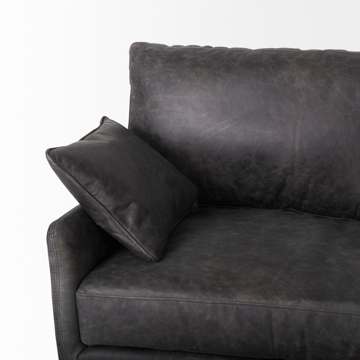 Cochrane Black Genuine Leather 3-Seater Sofa