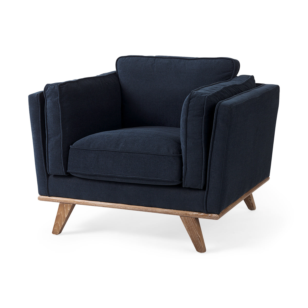 Brooks Navy Blue Fabric Arm Chair