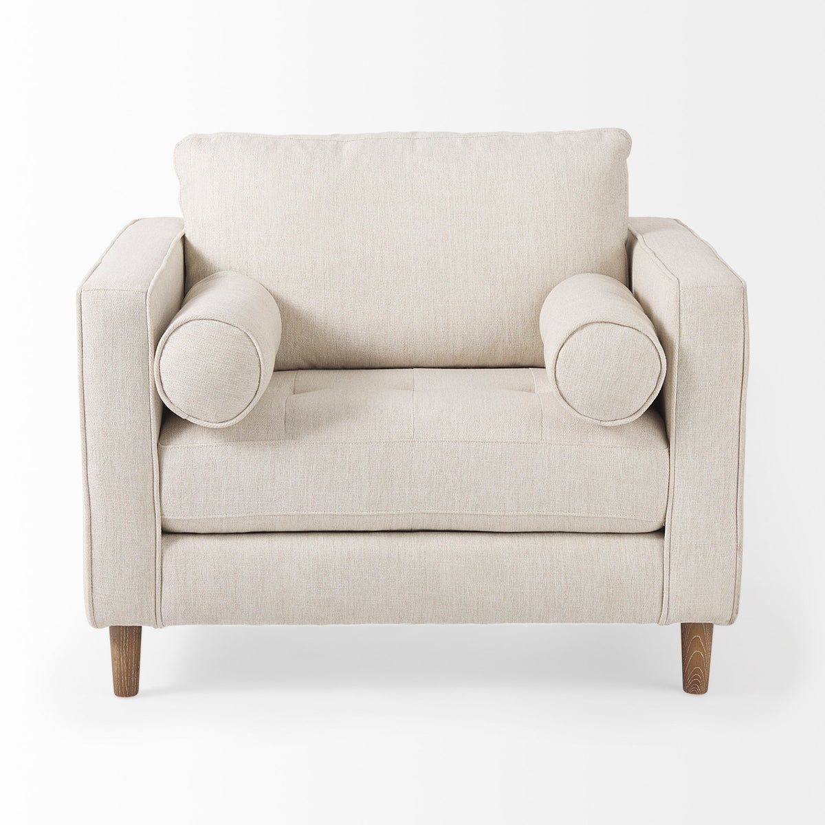 Loretta Cream Fabric Arm Chair with Bolster Pillows