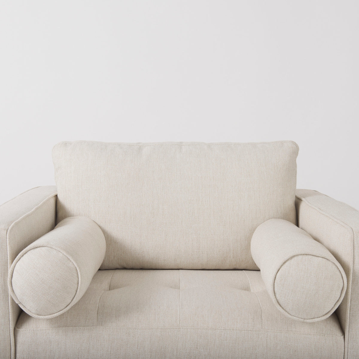 Loretta Cream Fabric Arm Chair with Bolster Pillows