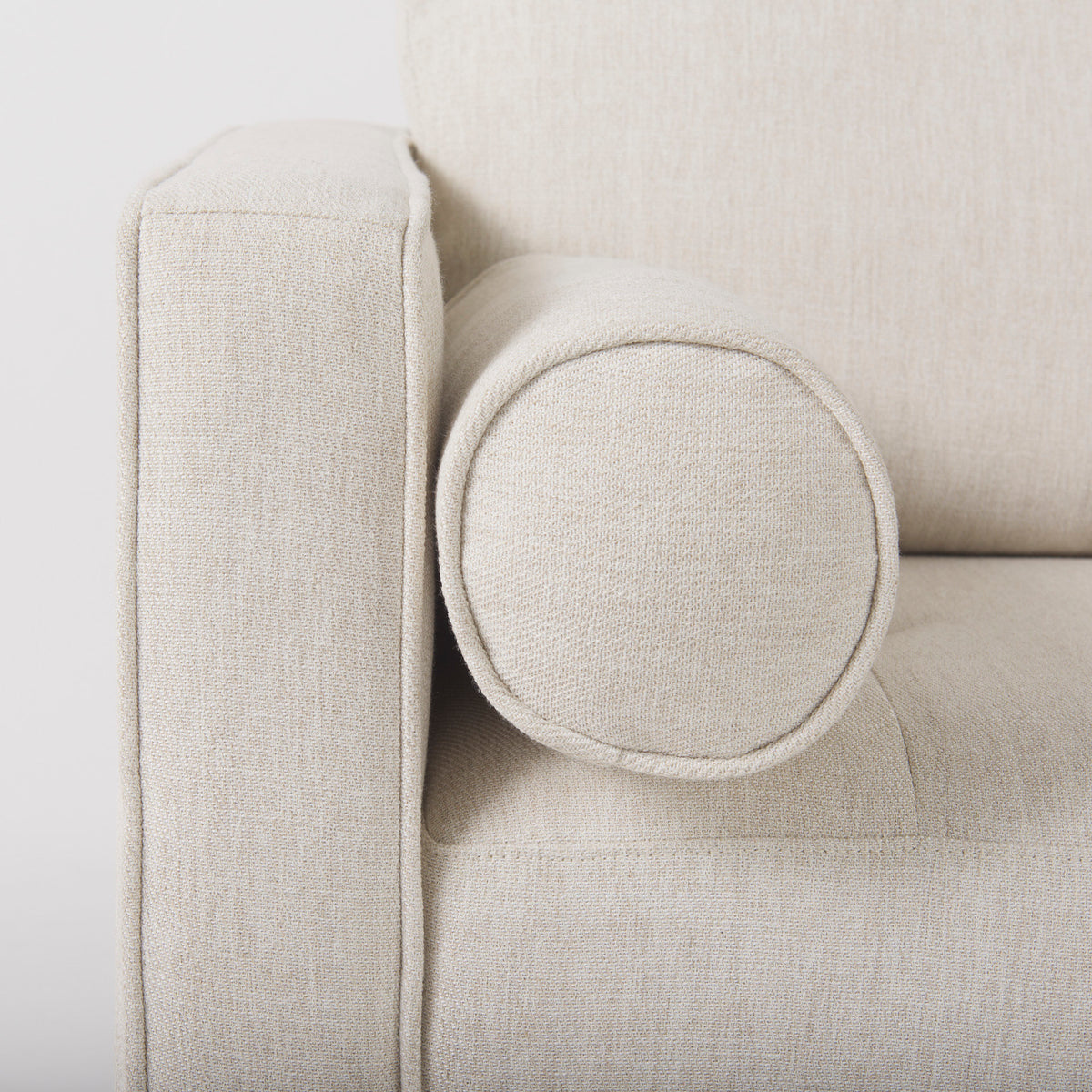 Loretta Cream Fabric Arm Chair with Bolster Pillows