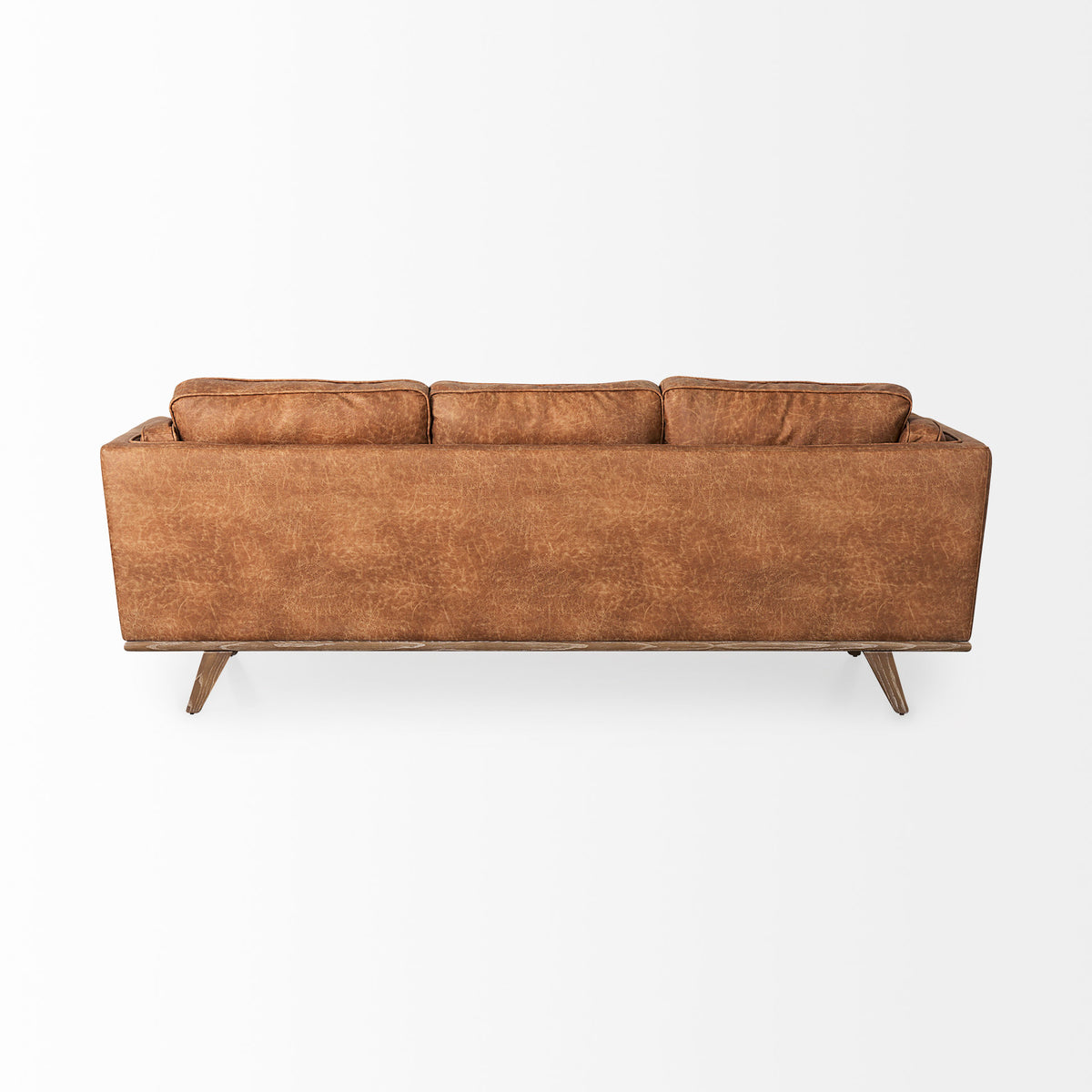 Brooks Cognac Faux Leather 3-Seater Sofa