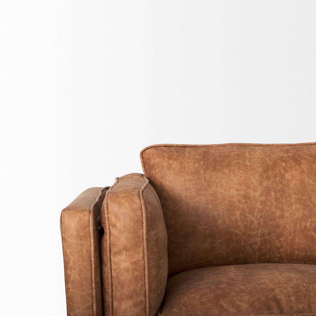 Brooks Cognac Faux Leather 3-Seater Sofa