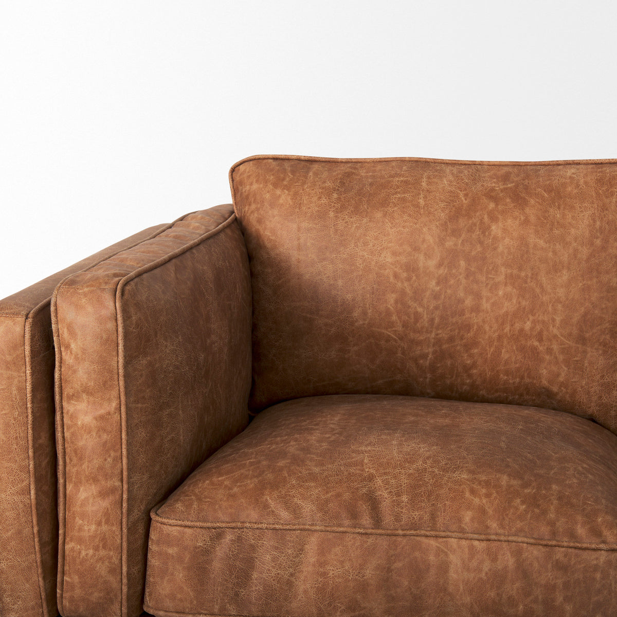 Brooks Cognac Faux Leather 3-Seater Sofa