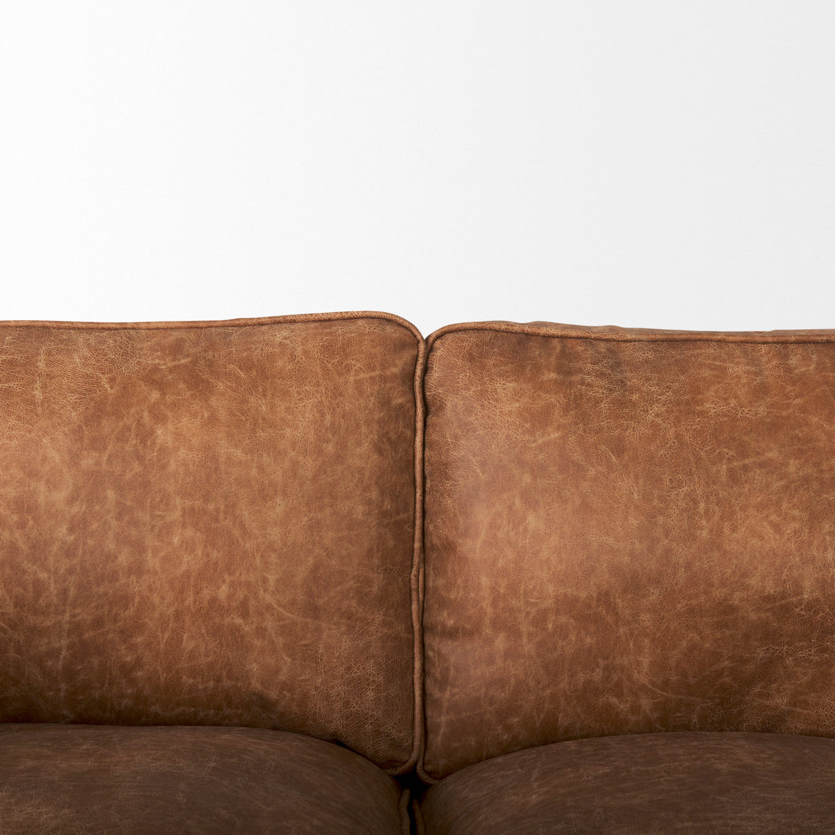 Brooks Cognac Faux Leather 3-Seater Sofa