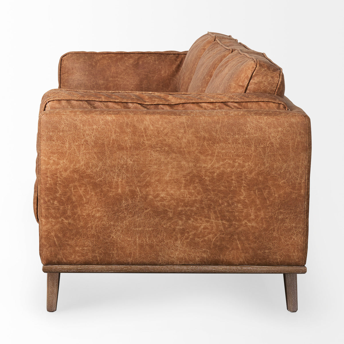 Brooks Cognac Faux Leather 3-Seater Sofa