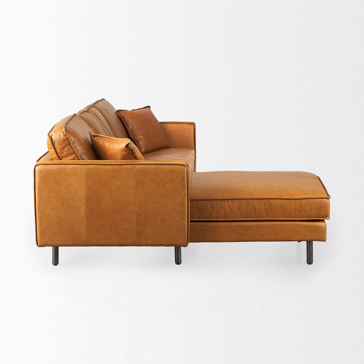 D'Arcy Left Chaise Tan Genuine Leather Sectional