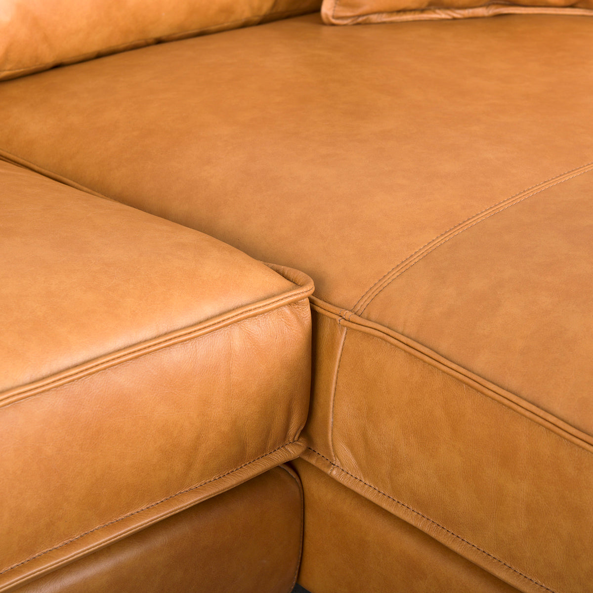 D'Arcy Right Chaise Tan Genuine Leather Sectional
