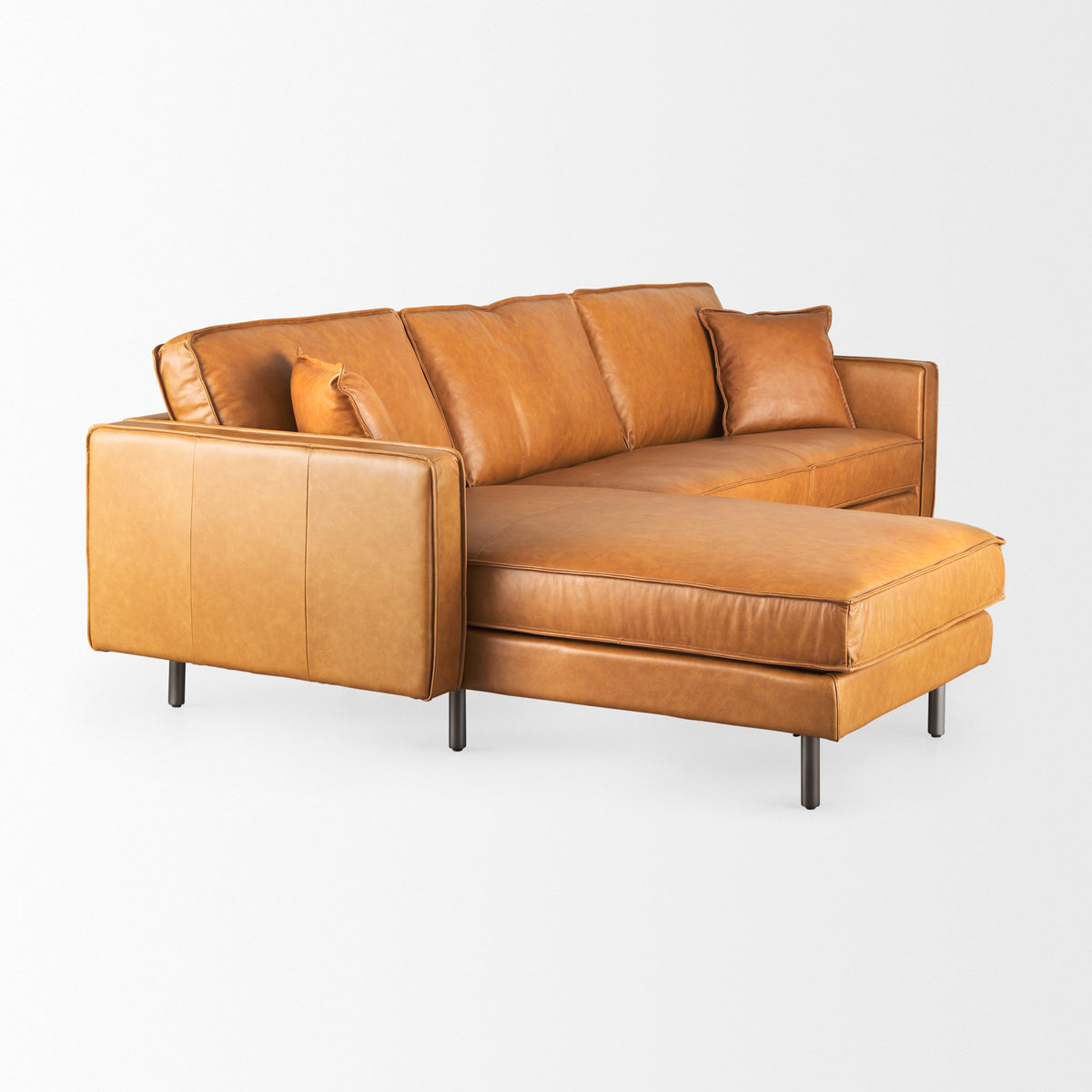 D'Arcy Left Chaise Tan Genuine Leather Sectional