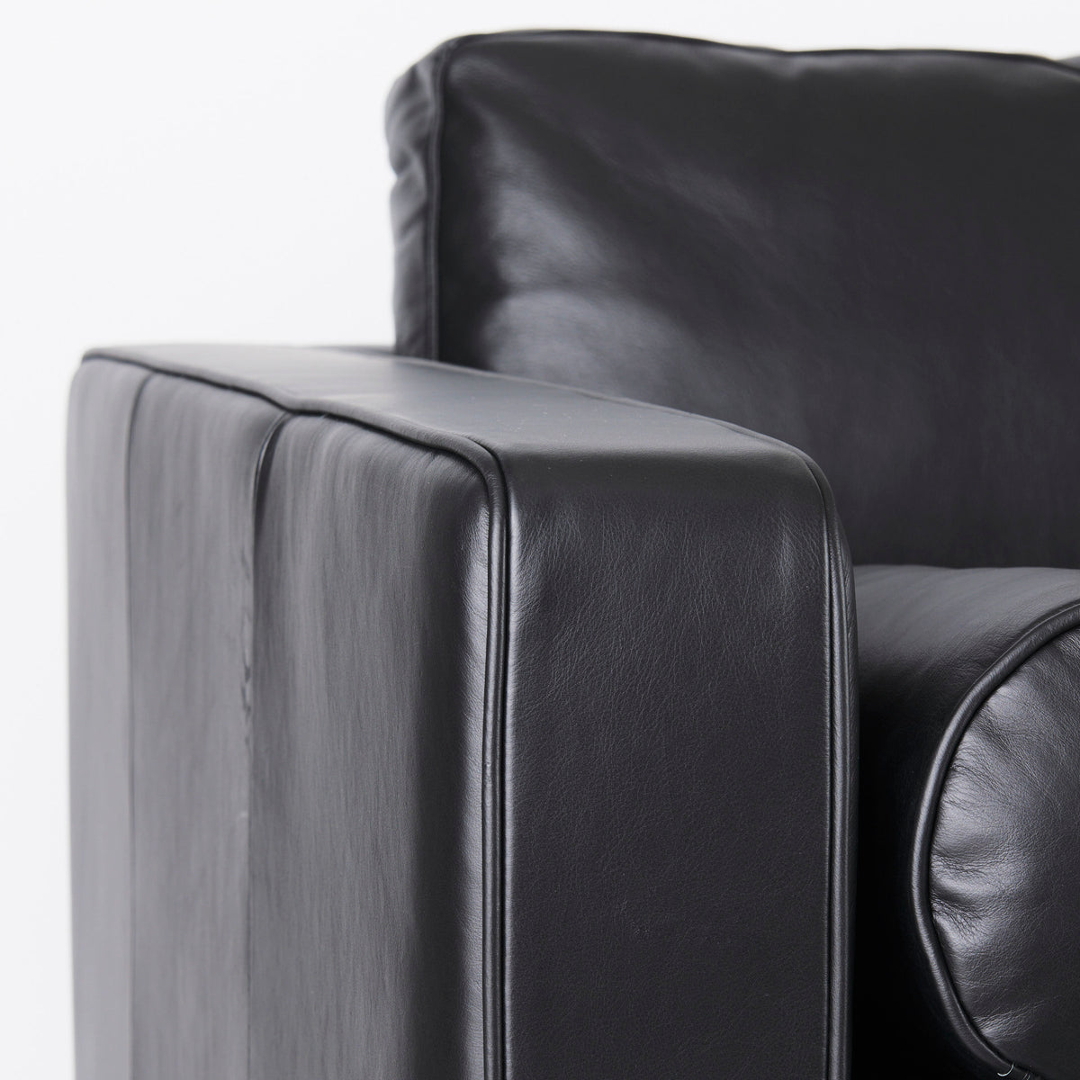 Svend Black Genuine Leather 3-Seater Sofa