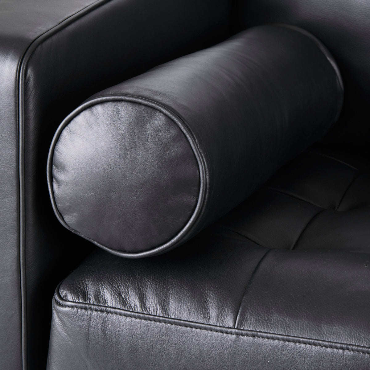 Svend Black Genuine Leather 3-Seater Sofa
