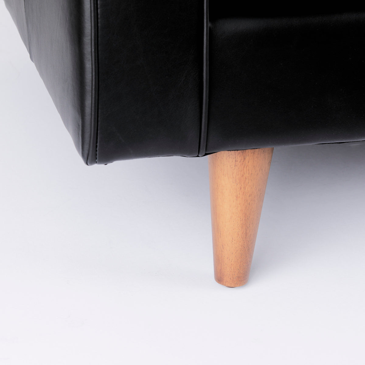 Svend Black Genuine Leather 3-Seater Sofa