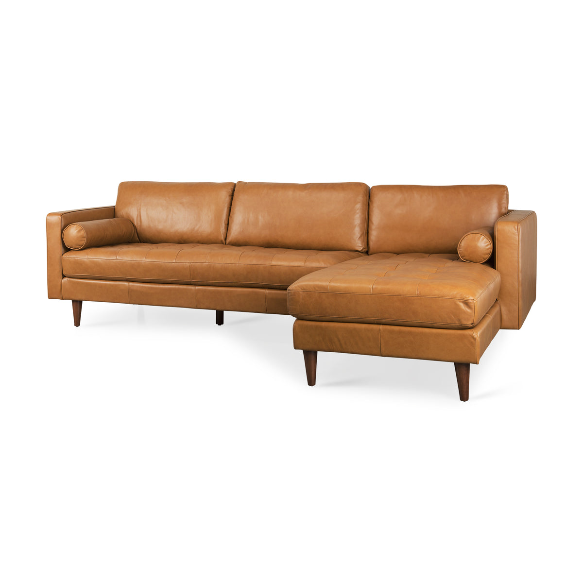 Svend Right Chaise Tan Genuine Leather Sectional