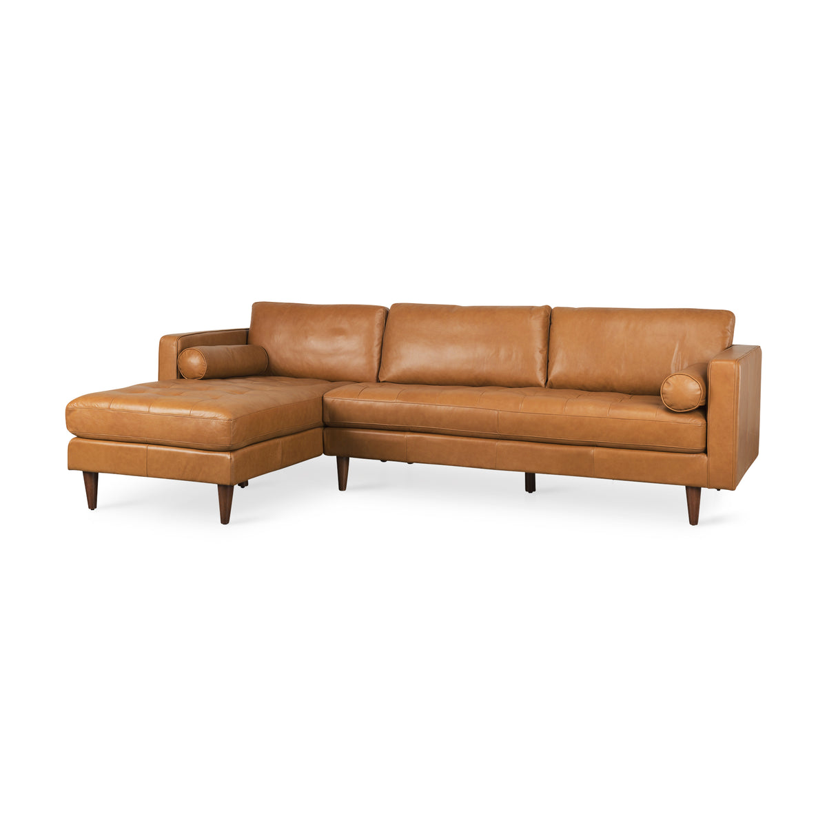 Svend Left Chaise Tan Genuine Leather Sectional