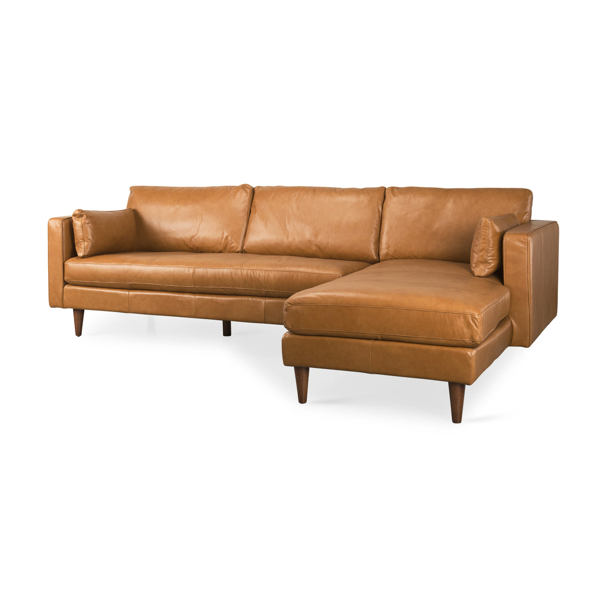 Elton Right Chaise Tan Genuine Leather Sectional