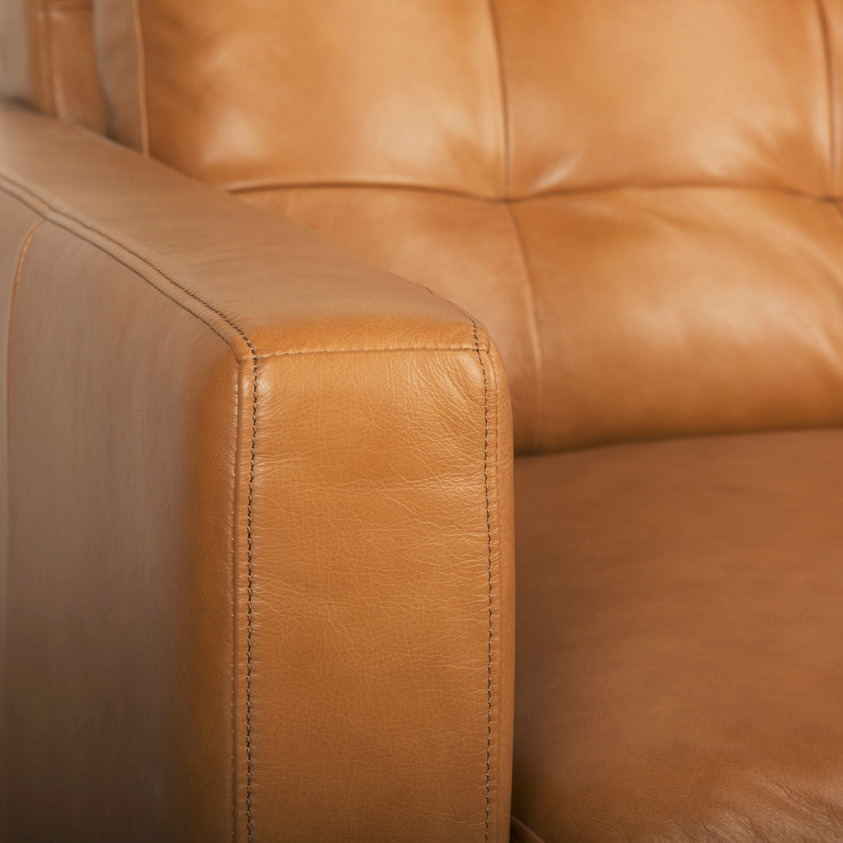 Olaf Tan Genuine Leather 3-Seater Sofa
