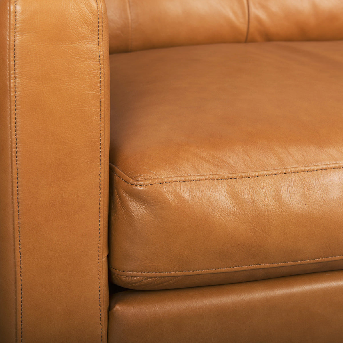Olaf Tan Genuine Leather 3-Seater Sofa