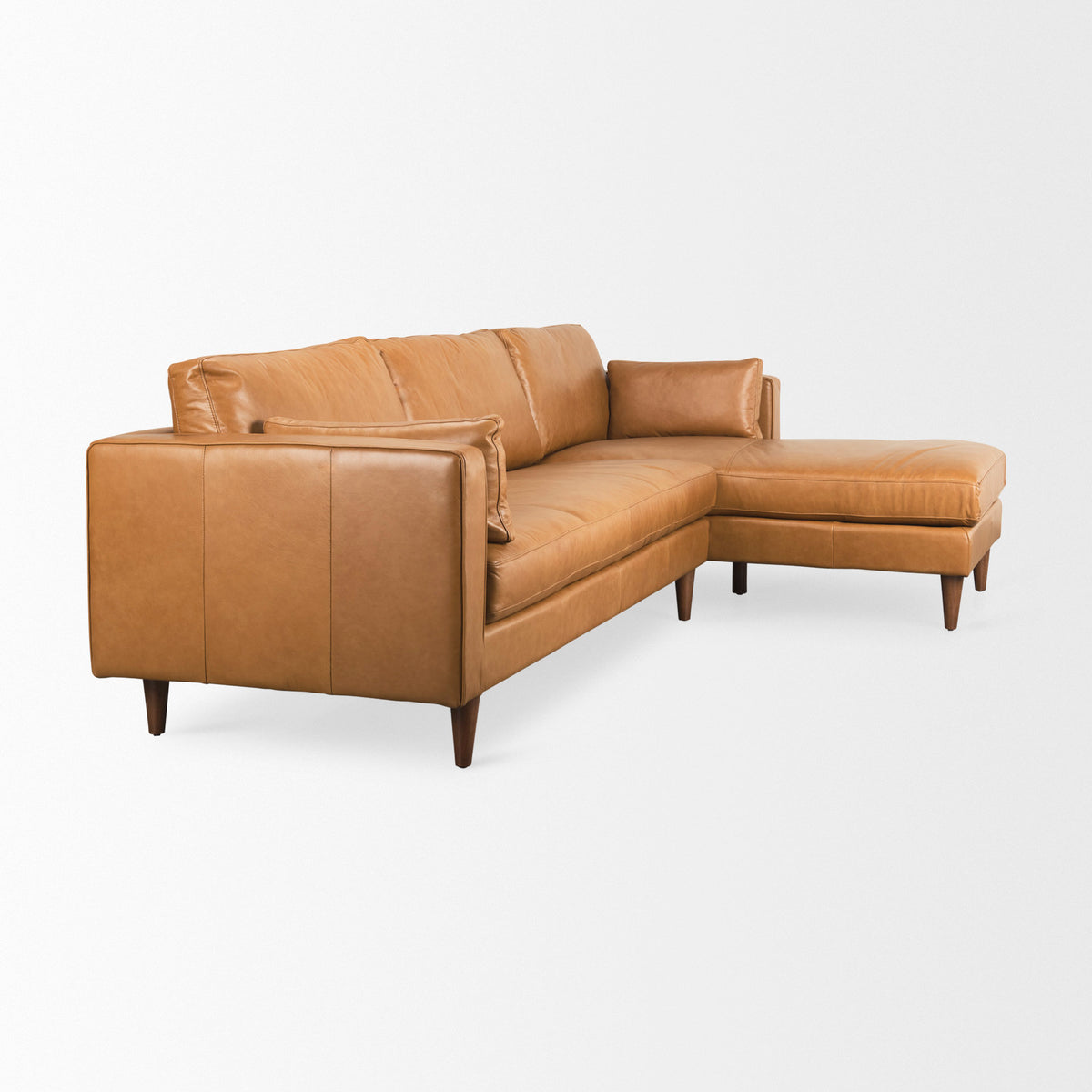 Elton Right Chaise Tan Genuine Leather Sectional