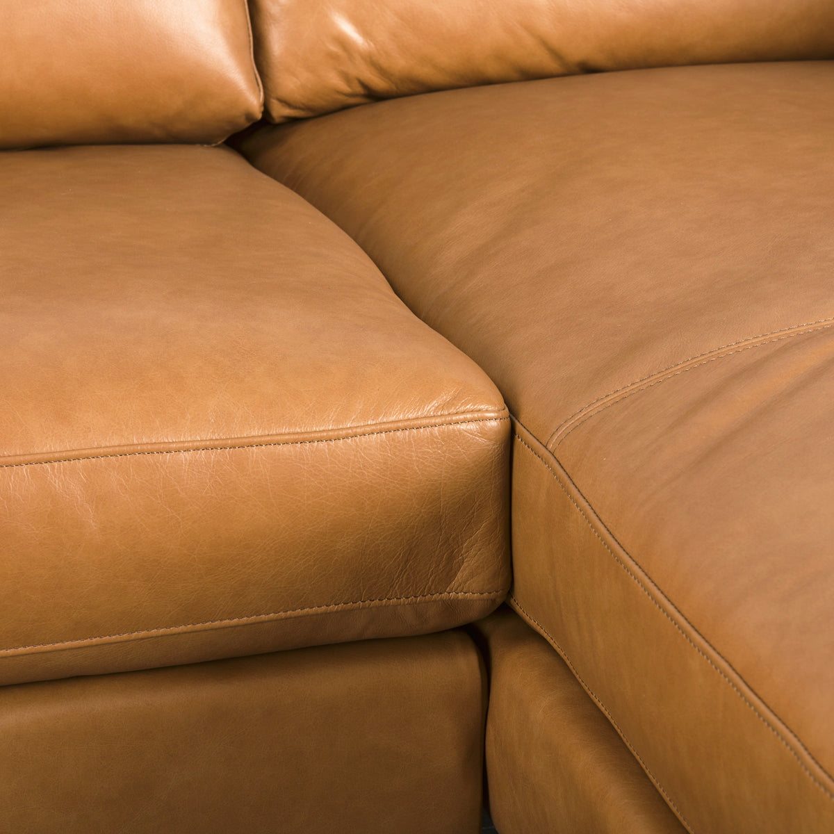 Elton Right Chaise Tan Genuine Leather Sectional