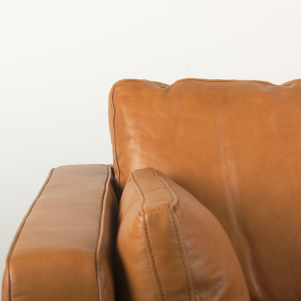 Elton Tan Genuine Leather 3-Seater Sofa