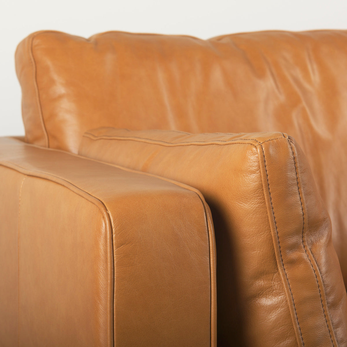 Elton Tan Genuine Leather 3-Seater Sofa