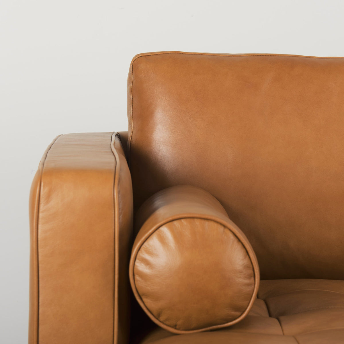 Svend Right Chaise Tan Genuine Leather Sectional