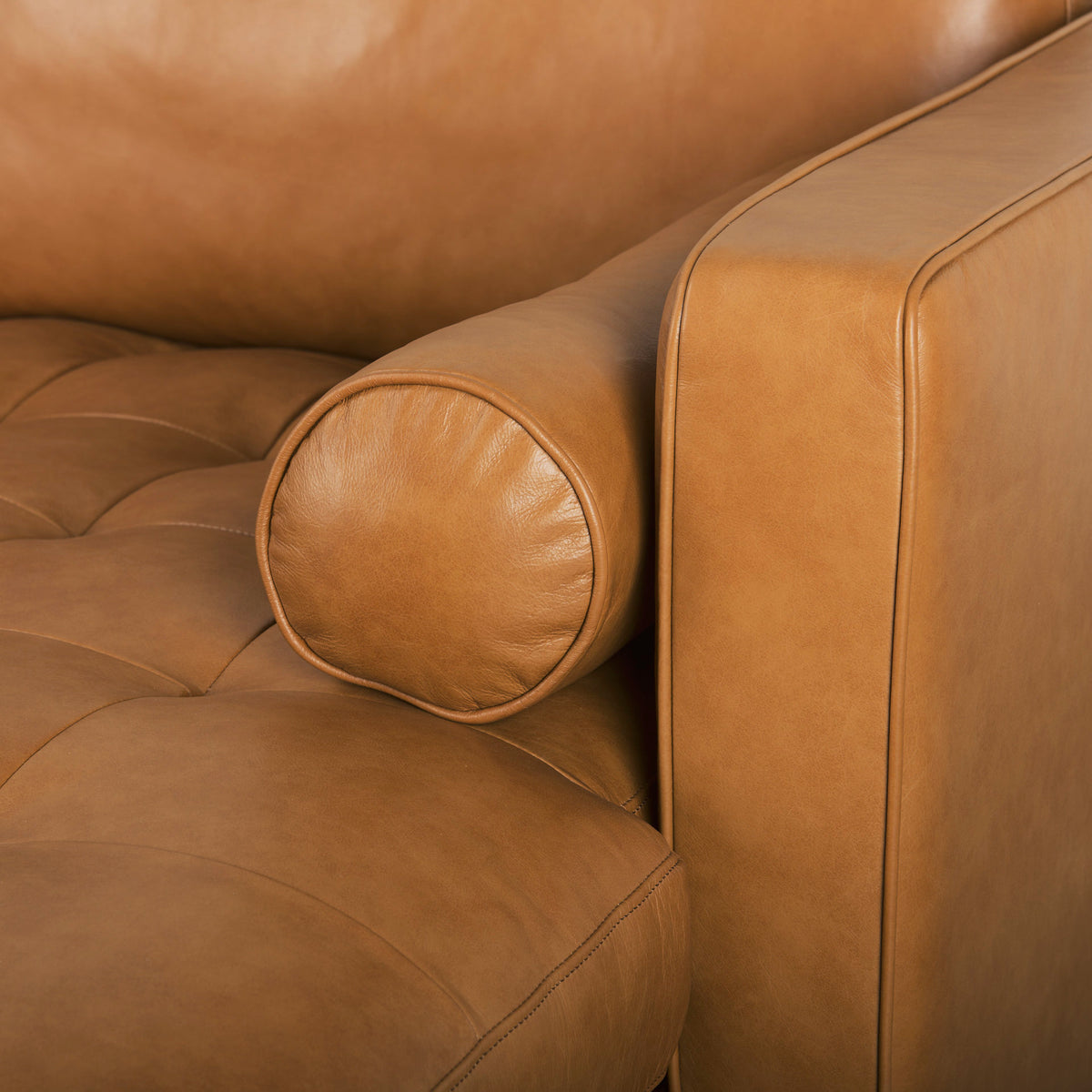 Svend Right Chaise Tan Genuine Leather Sectional