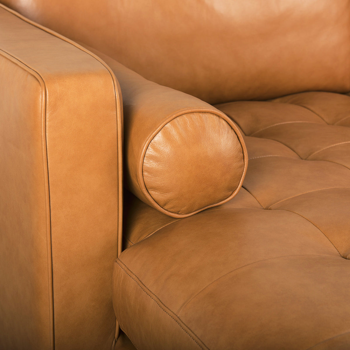 Svend Left Chaise Tan Genuine Leather Sectional