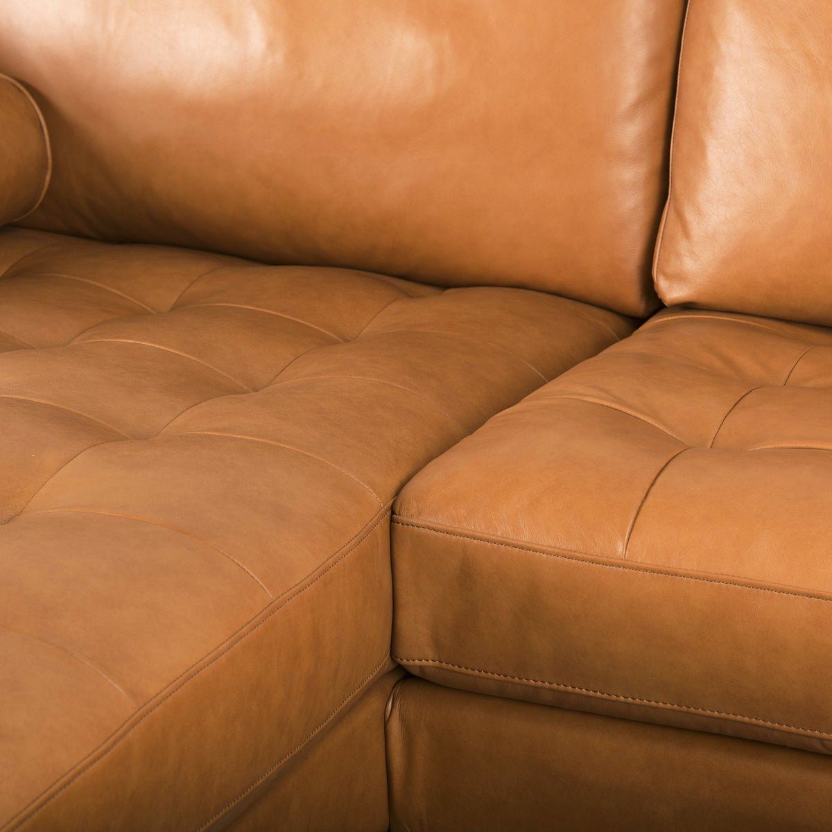 Svend Left Chaise Tan Genuine Leather Sectional