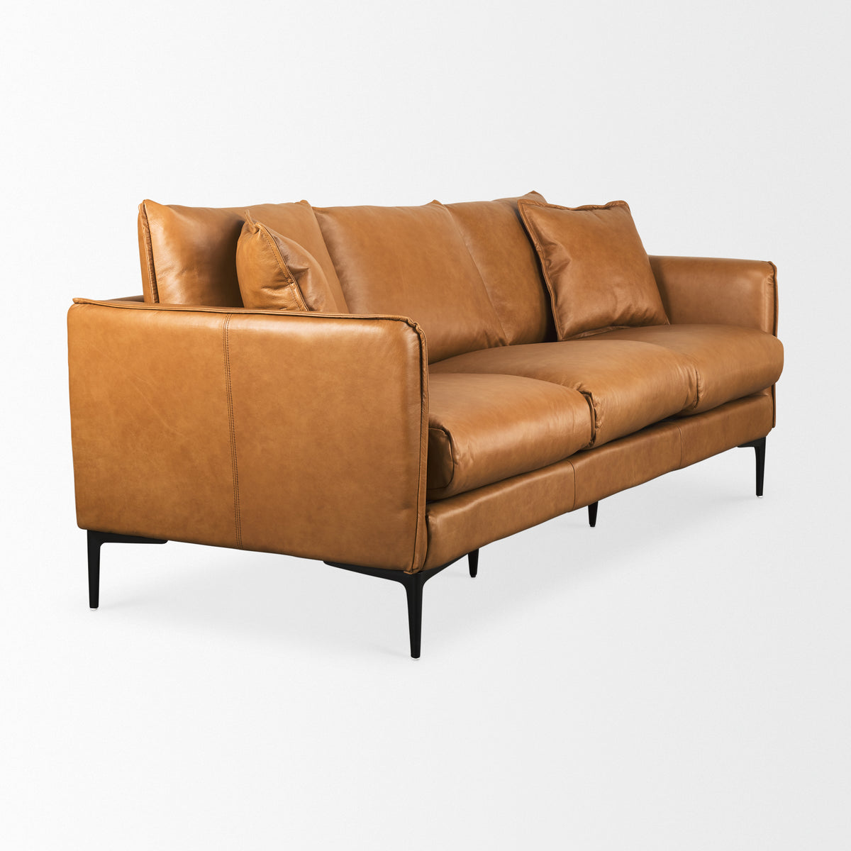 Lake Como Tan Genuine Leather 3-Seater Sofa