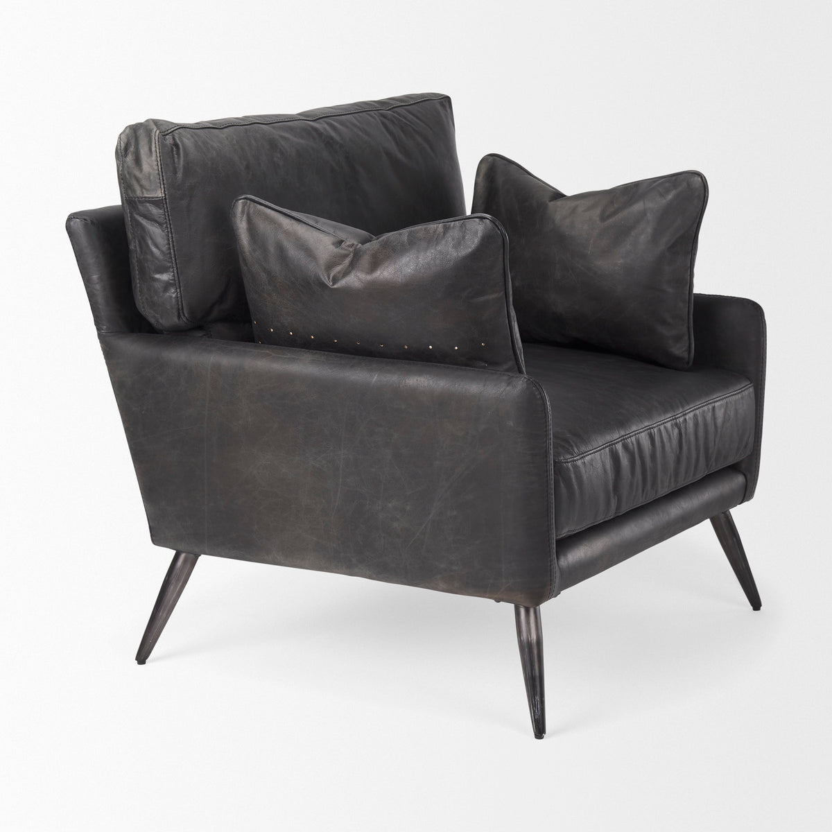 Cochrane Black Genuine Leather Arm Chair