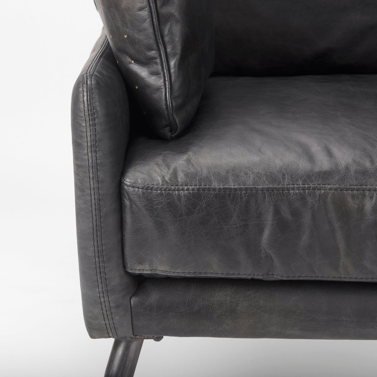 Cochrane Black Genuine Leather Arm Chair