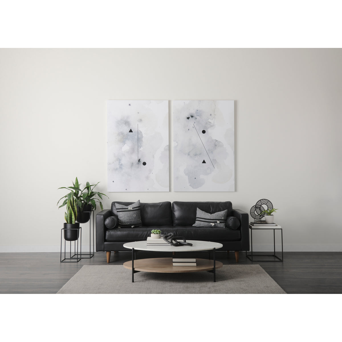 Svend Black Genuine Leather 3-Seater Sofa