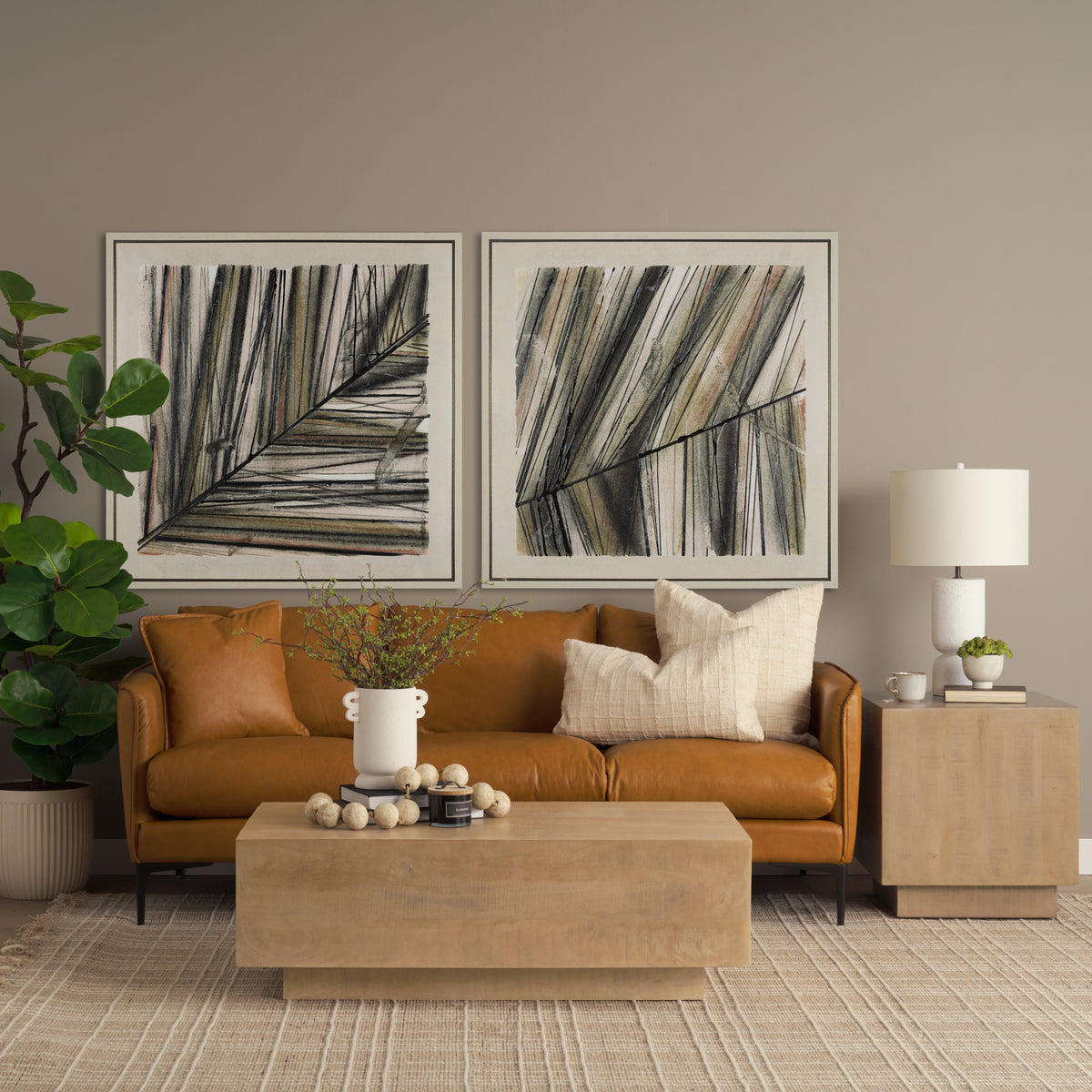 Lake Como Tan Genuine Leather 3-Seater Sofa