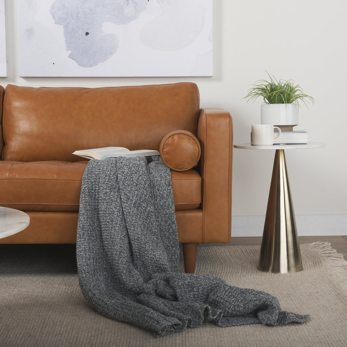 Svend Tan Genuine Leather 3-Seater Sofa