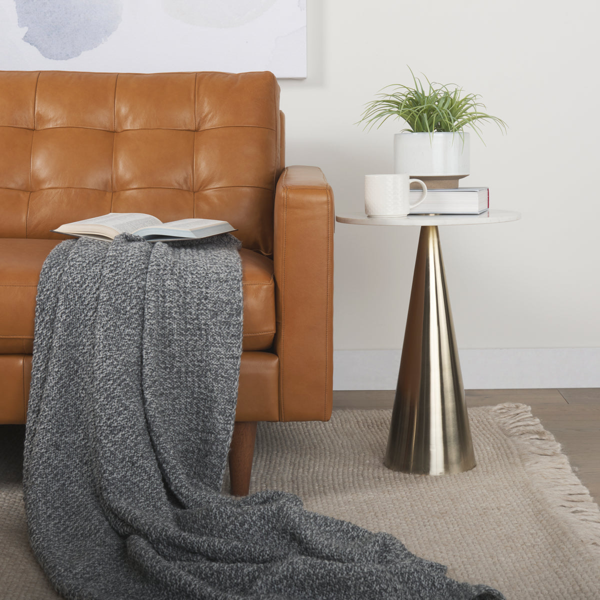 Olaf Tan Genuine Leather 3-Seater Sofa