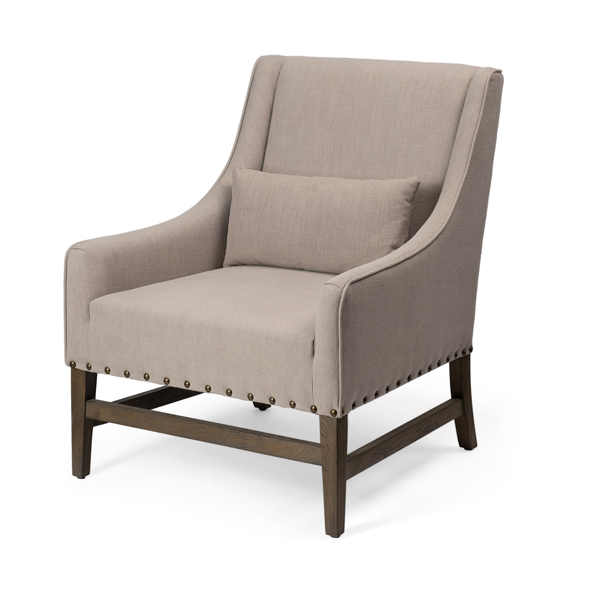 Kensington Beige Linen High Back Accent Chair