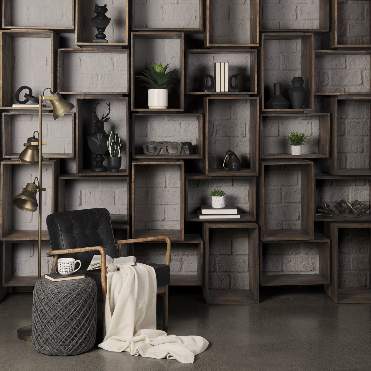 Phineas Black Tufted Leather Accent Chair