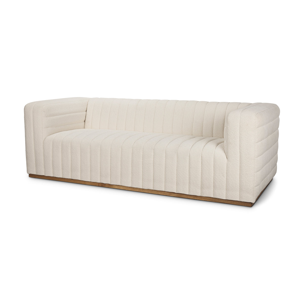 Ricciardo Cream Boucle Channel-Tufted 3-Seater Sofa