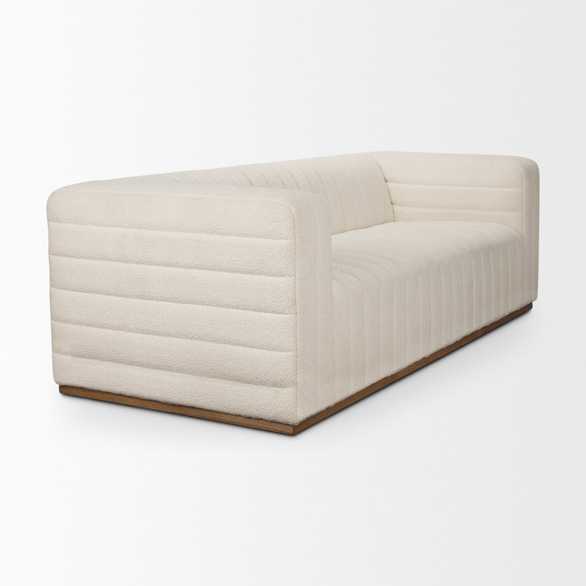 Ricciardo Cream Boucle Channel-Tufted 3-Seater Sofa