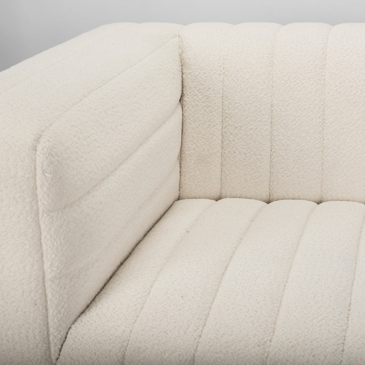 Ricciardo Cream Boucle Channel-Tufted 3-Seater Sofa