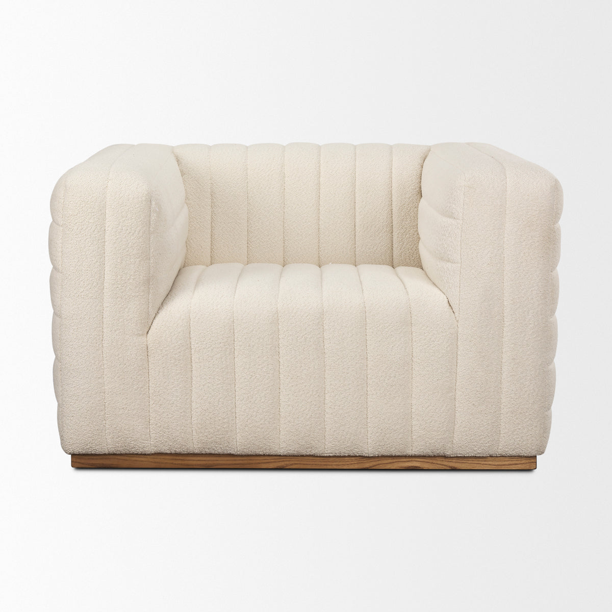 Ricciardo Cream Boucle Channel-Tufted Arm Chair