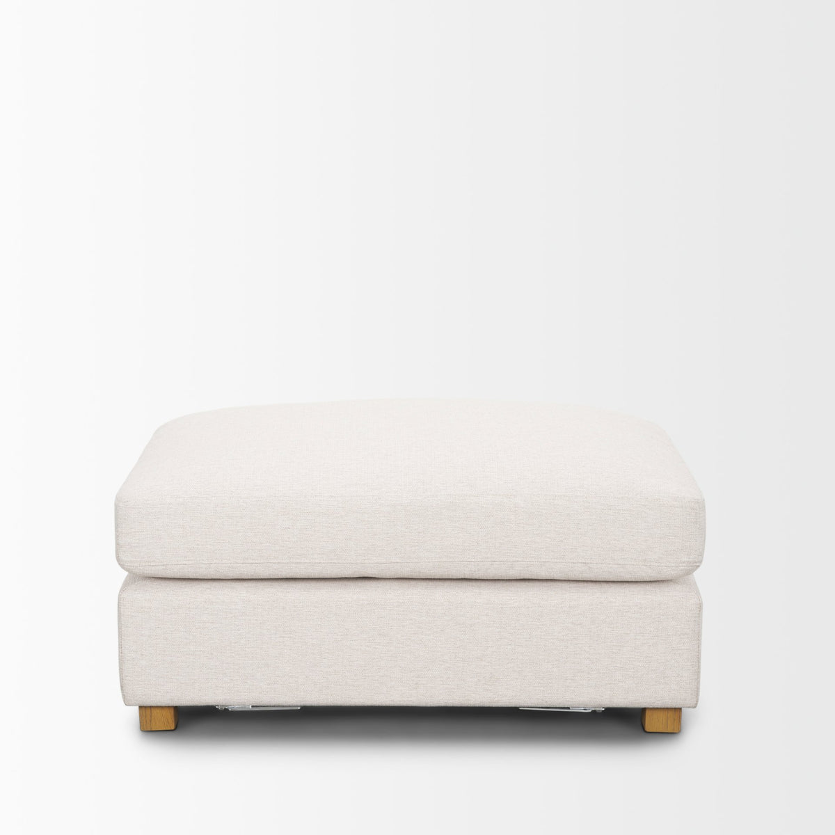 Halston Oatmeal Performance Fabric Small Modular Ottoman