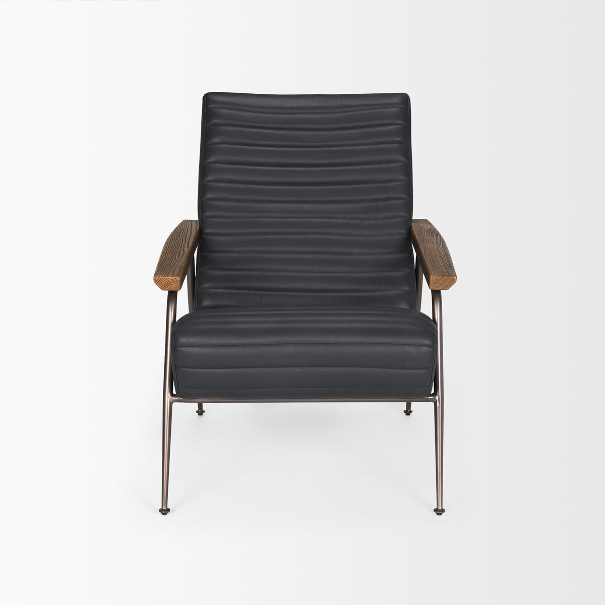 Grosjean Black Leather Black Frame Accent Chair