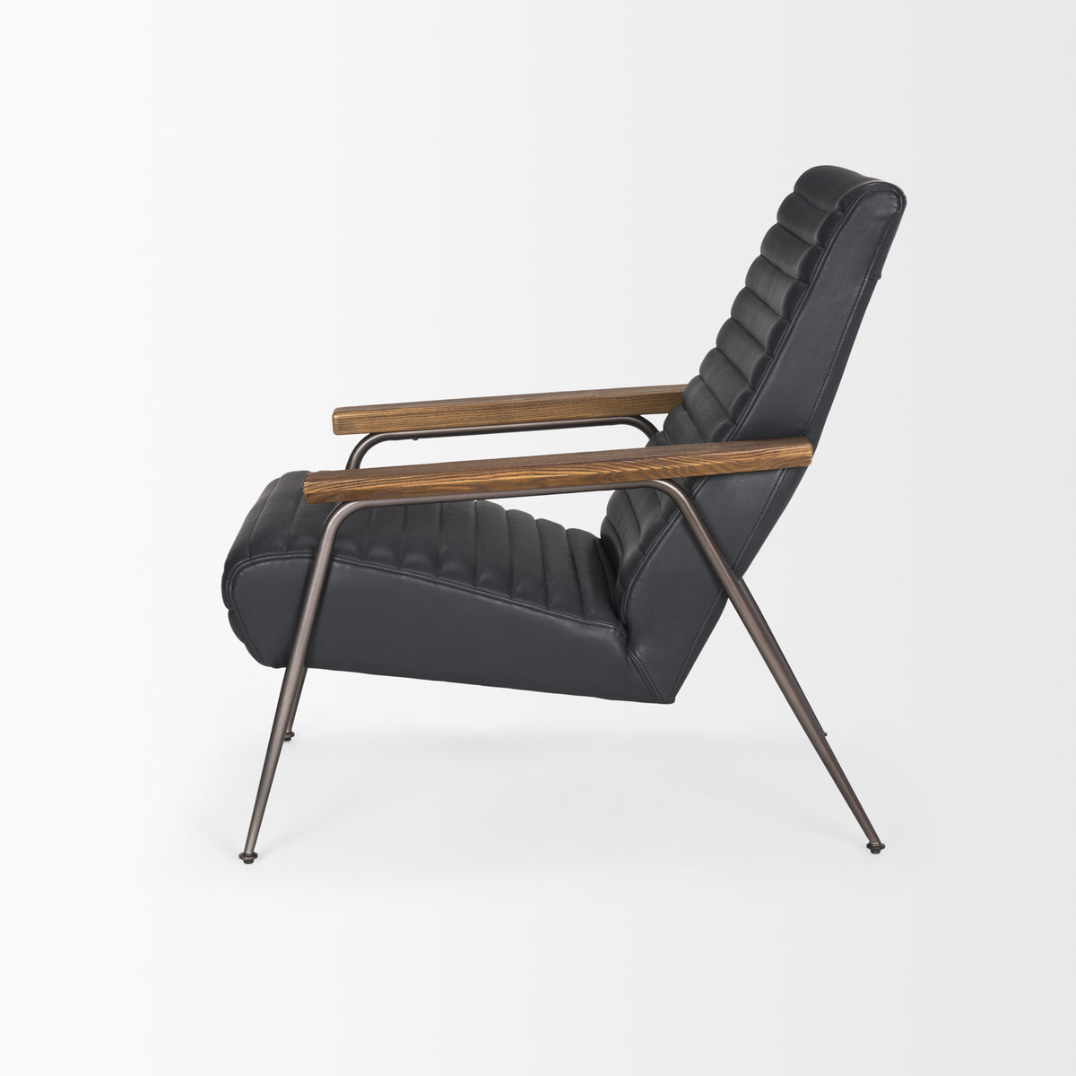 Grosjean Black Leather Black Frame Accent Chair