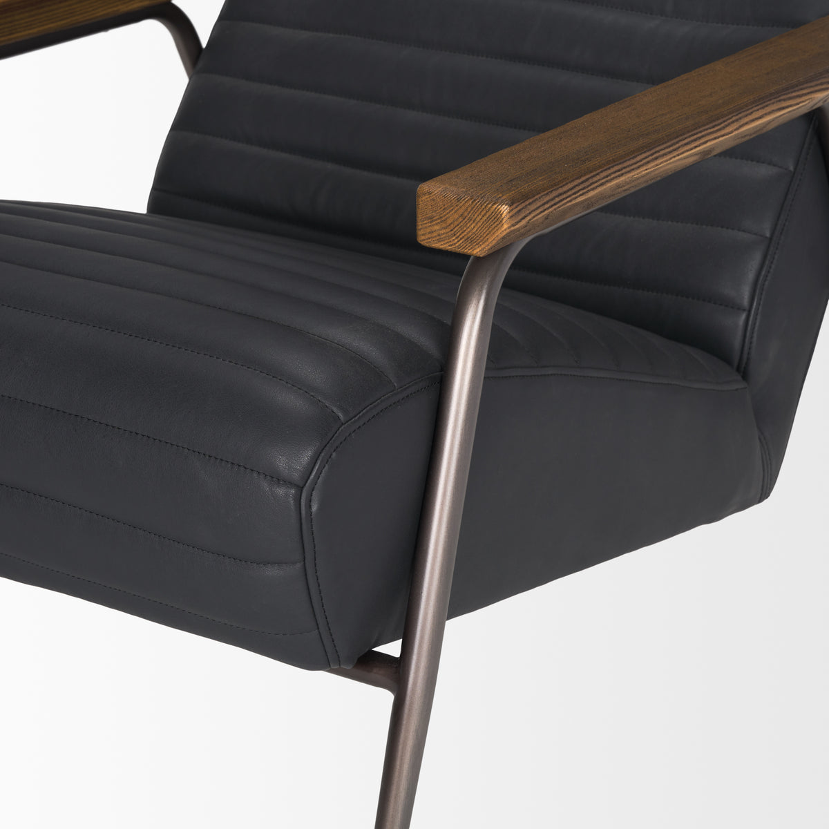 Grosjean Black Leather Black Frame Accent Chair